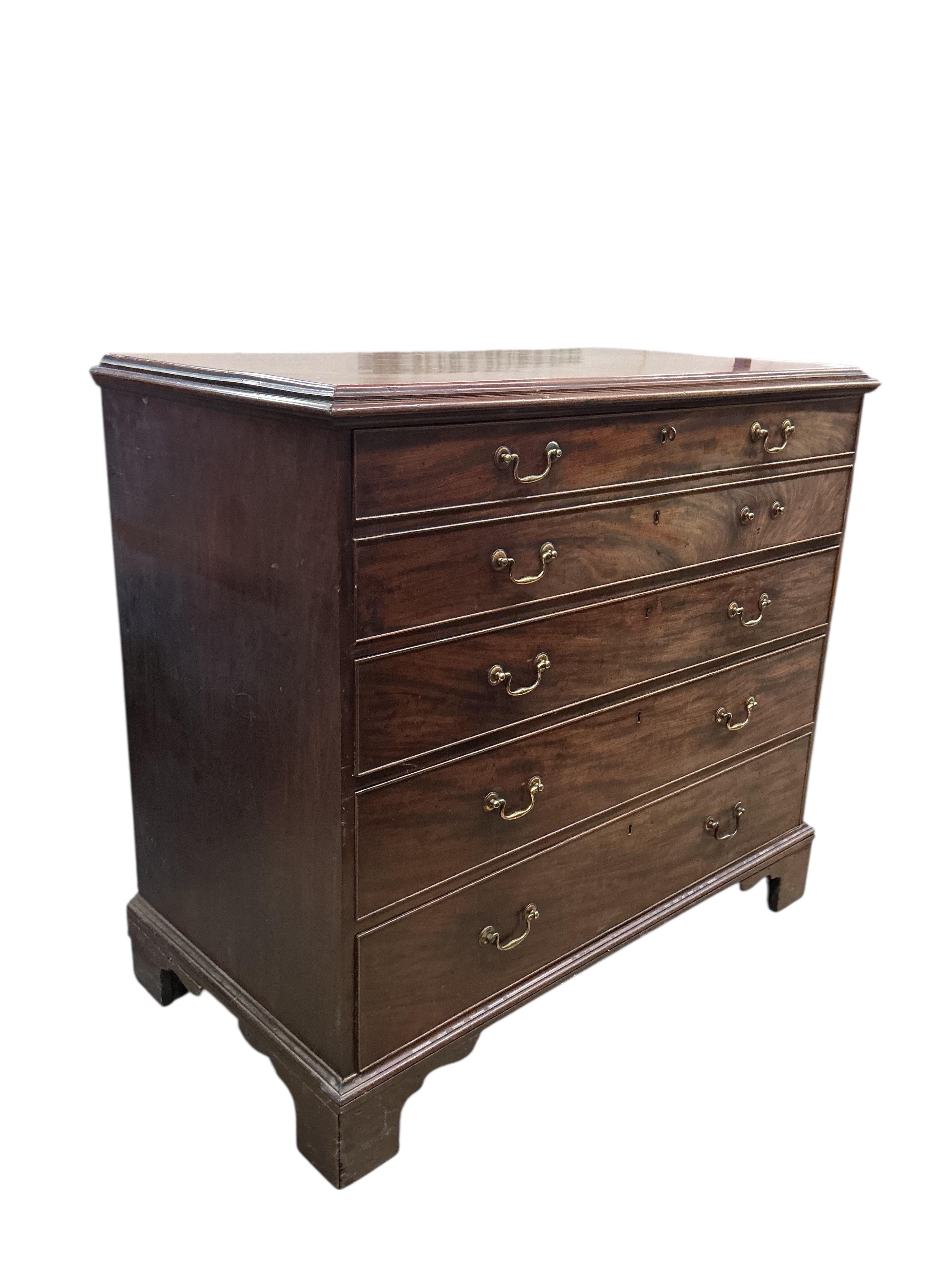 A George III mahogany secretaire chest, width 121cm, depth 62cm, height 109cm